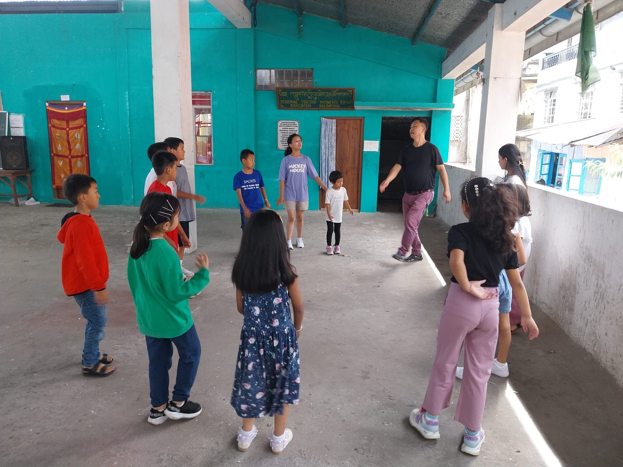 Children learning dance at Gangjong Doeghar in Kalimpong
