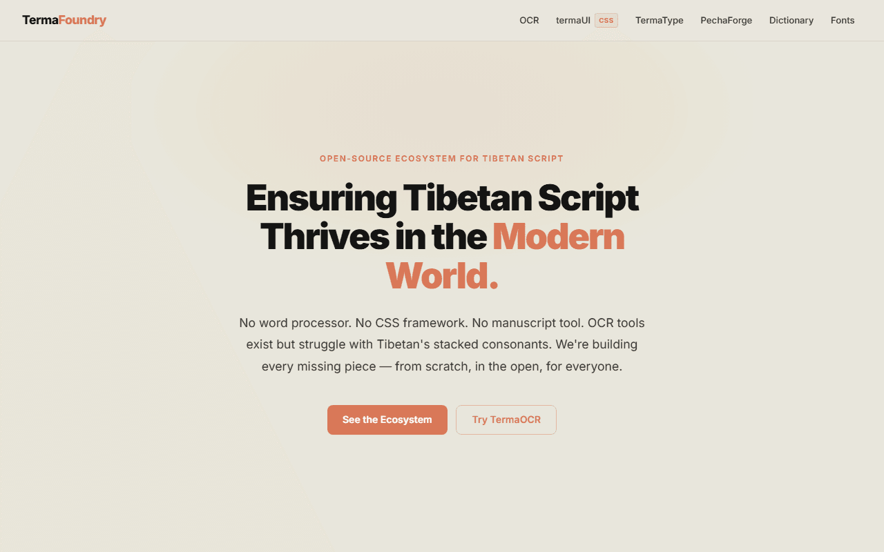 TermaFoundry — The free web toolkit for working in Tibetan — in any browser, no install.